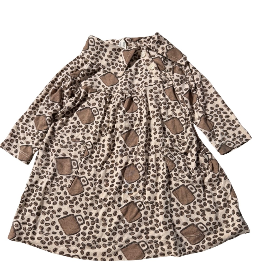 Kate Quinn Coffee Bean Mug Long Sleeve print Dress Girl 12-18 month bamboo baby